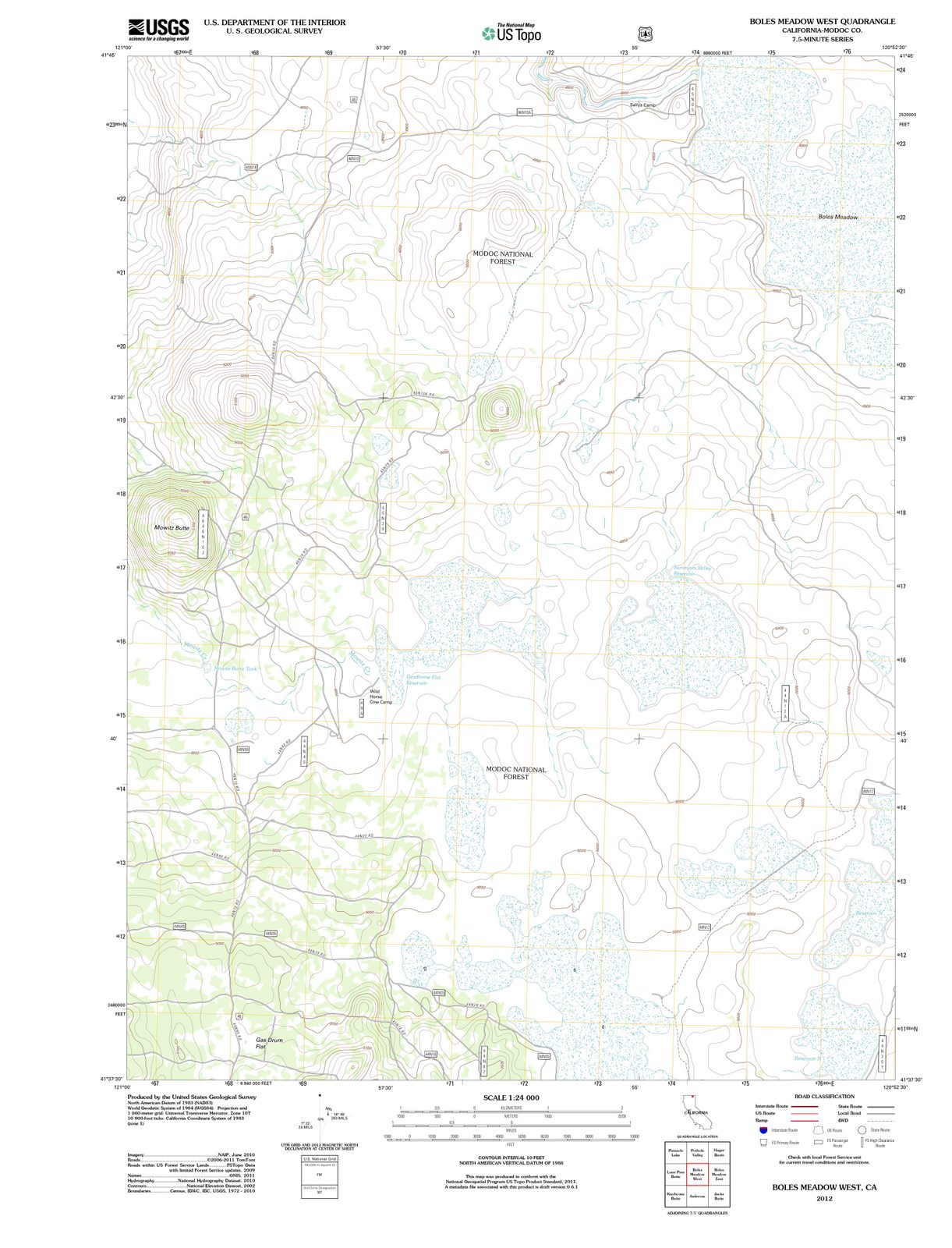 2012 Boles Meadow West, CA - California - USGS Topographic Map