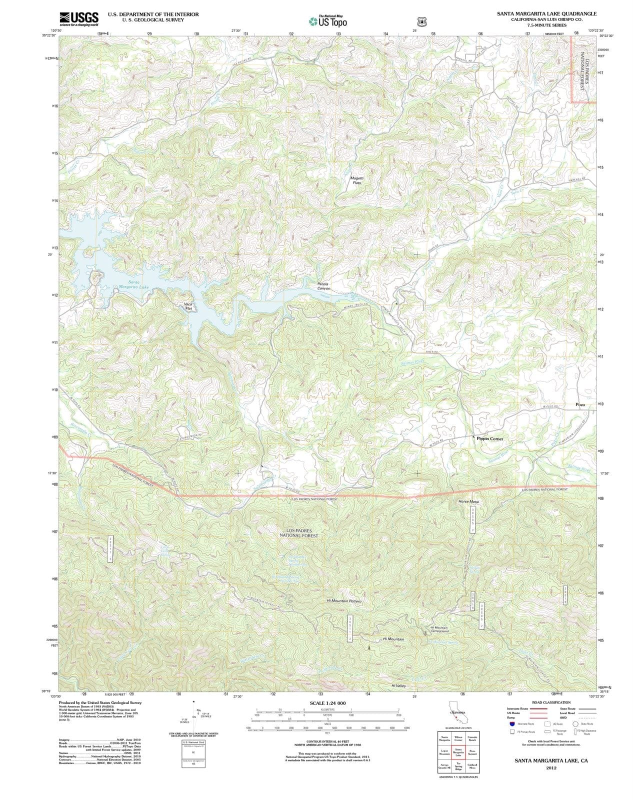 2012 Santa Margarita Lake, CA - California - USGS Topographic Map
