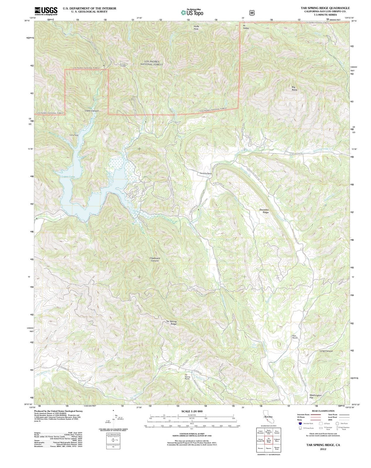 2012 Tar Spring Ridge, CA - California - USGS Topographic Map