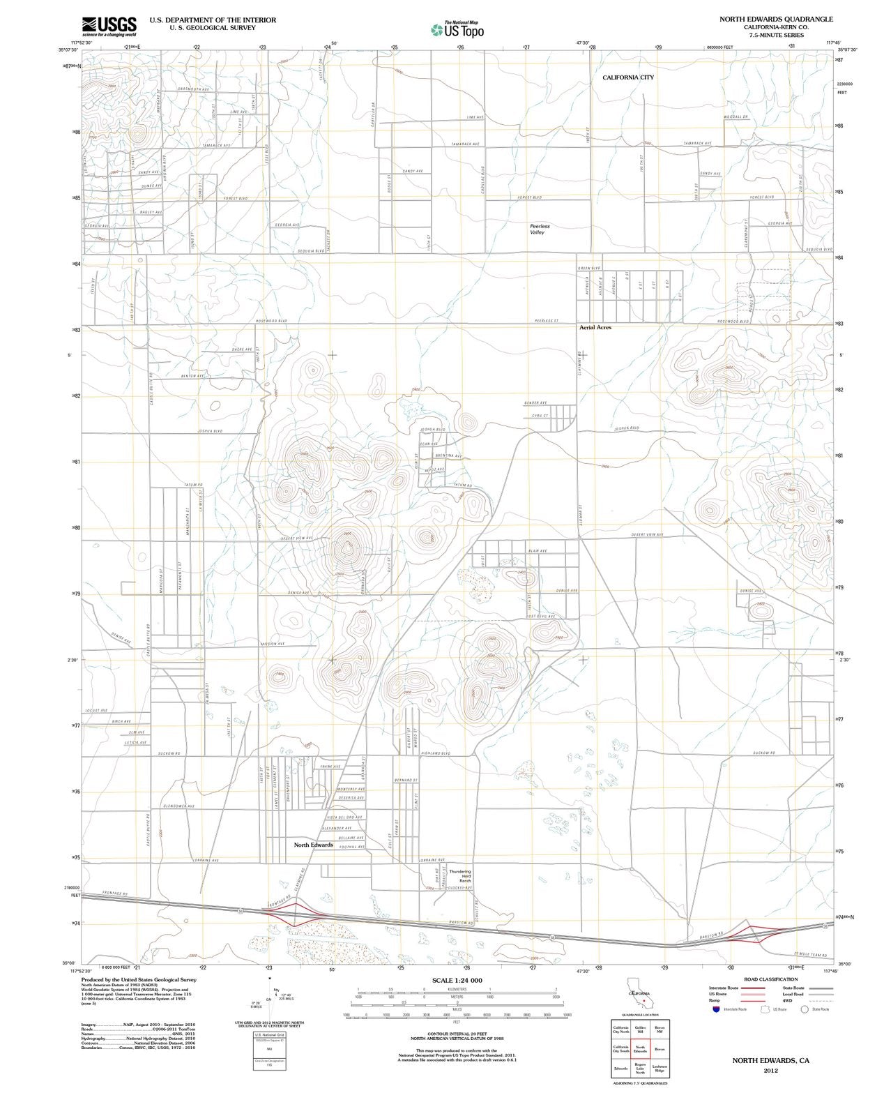 2012 North Edwards, CA - California - USGS Topographic Map