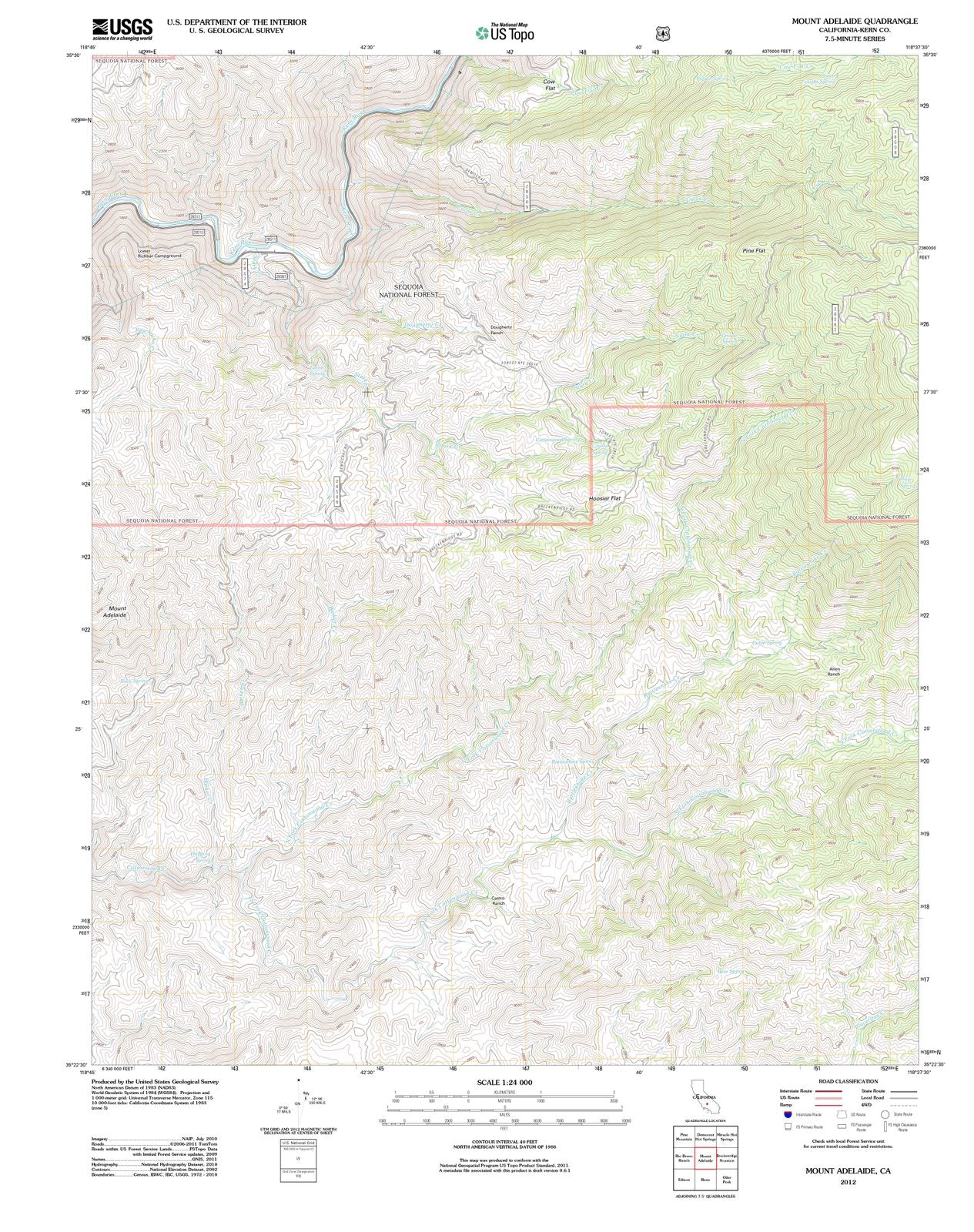 2012 Mount Adelaide, CA - California - USGS Topographic Map