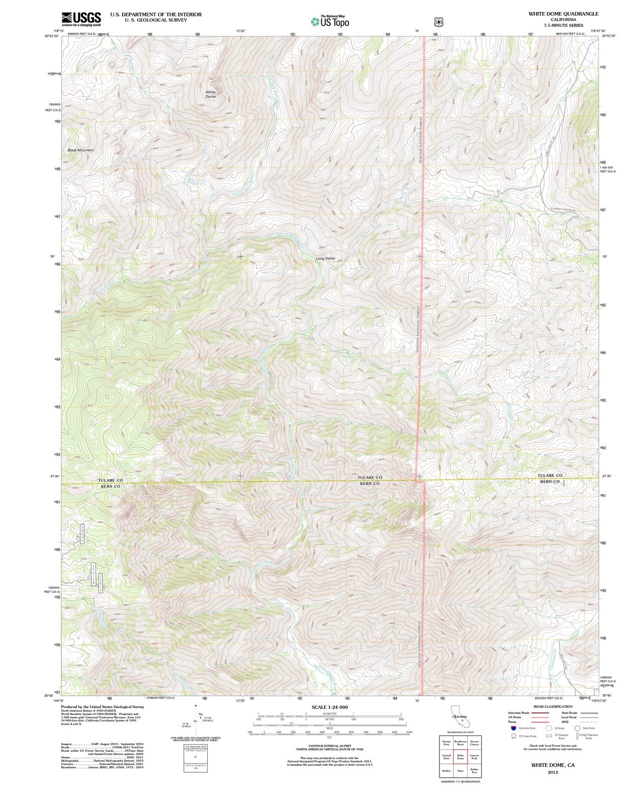 2012 Whiteome, CA - California - USGS Topographic Map