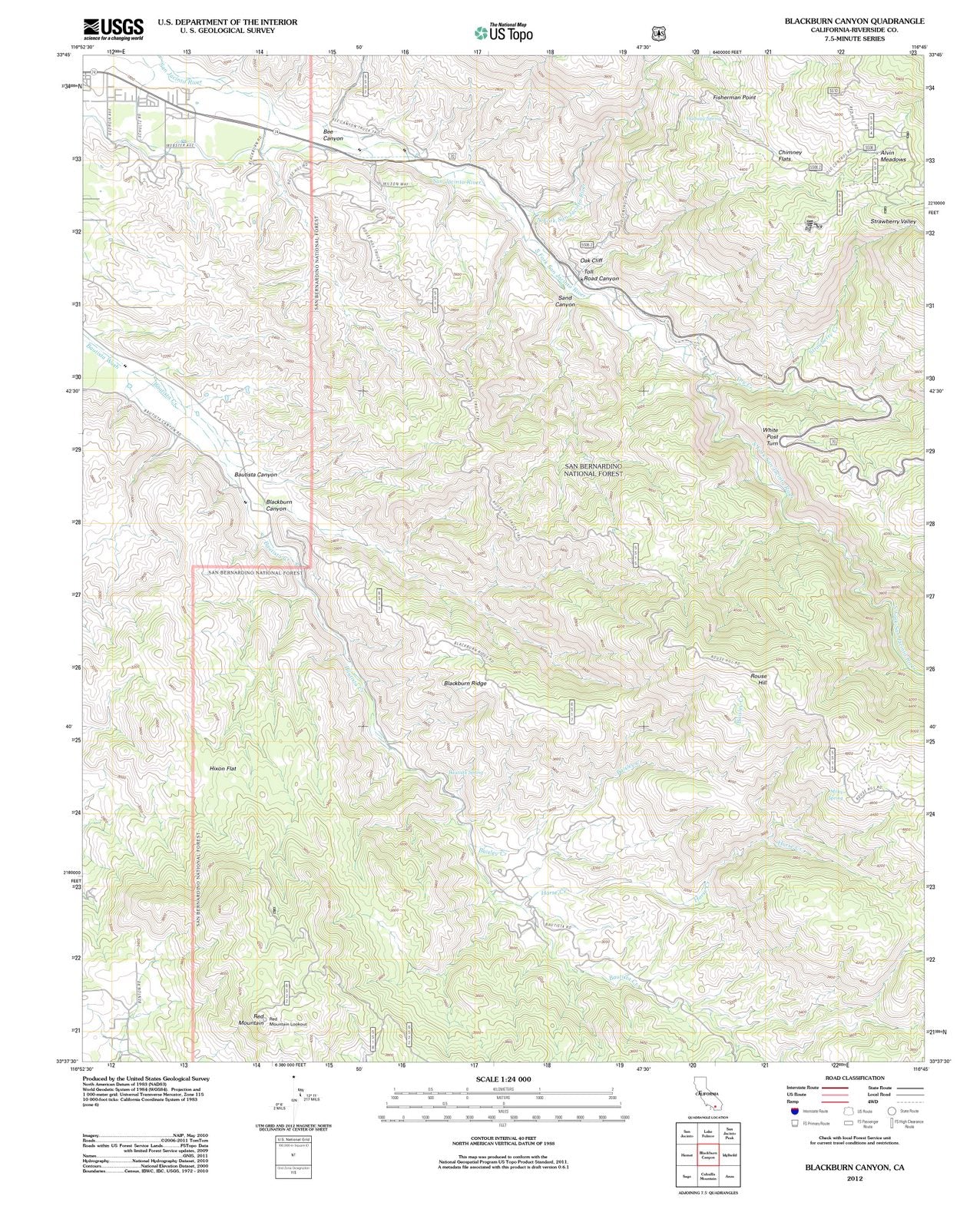 2012 Blackburn Canyon, CA - California - USGS Topographic Map