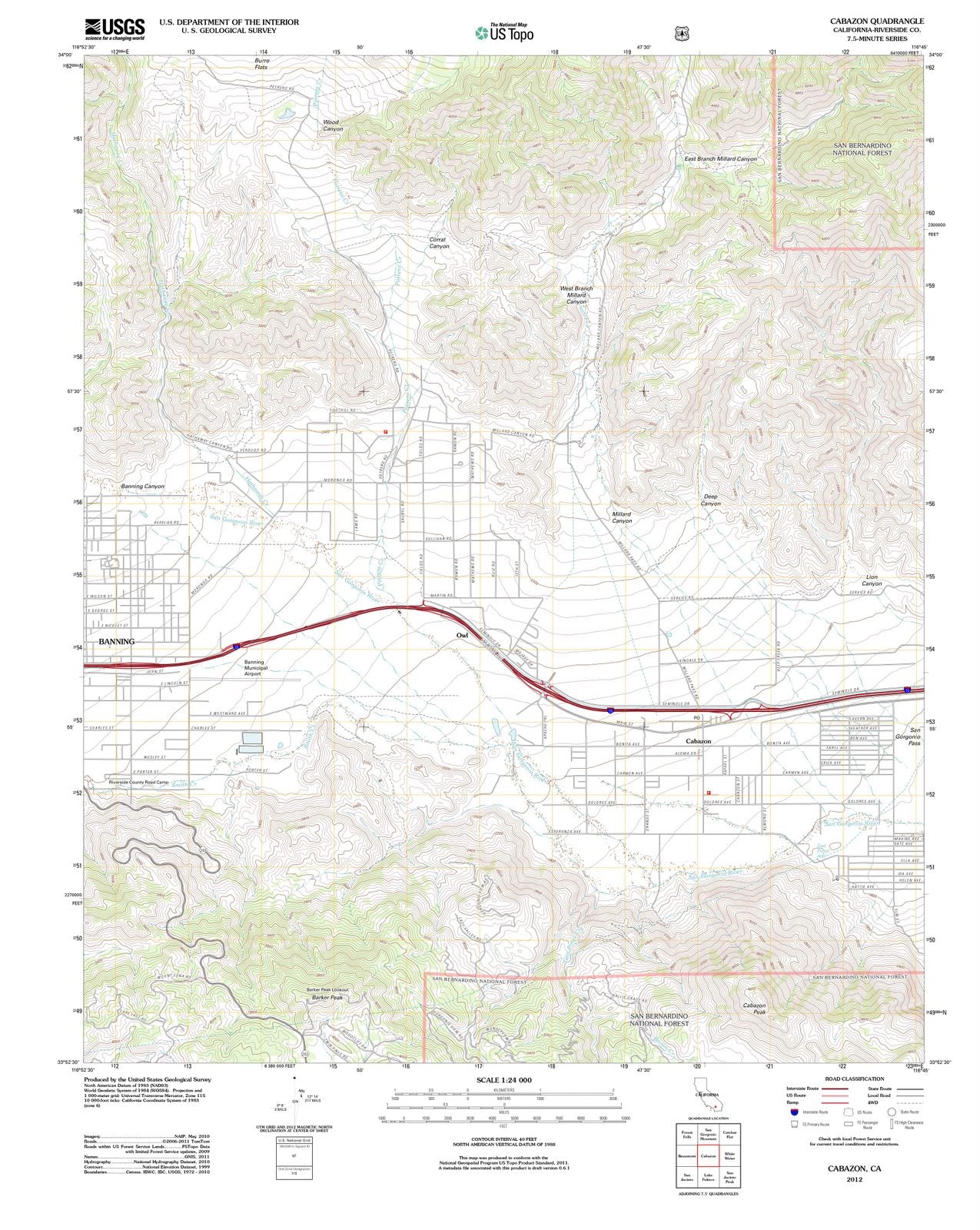2012 Cabazon, CA - California - USGS Topographic Map