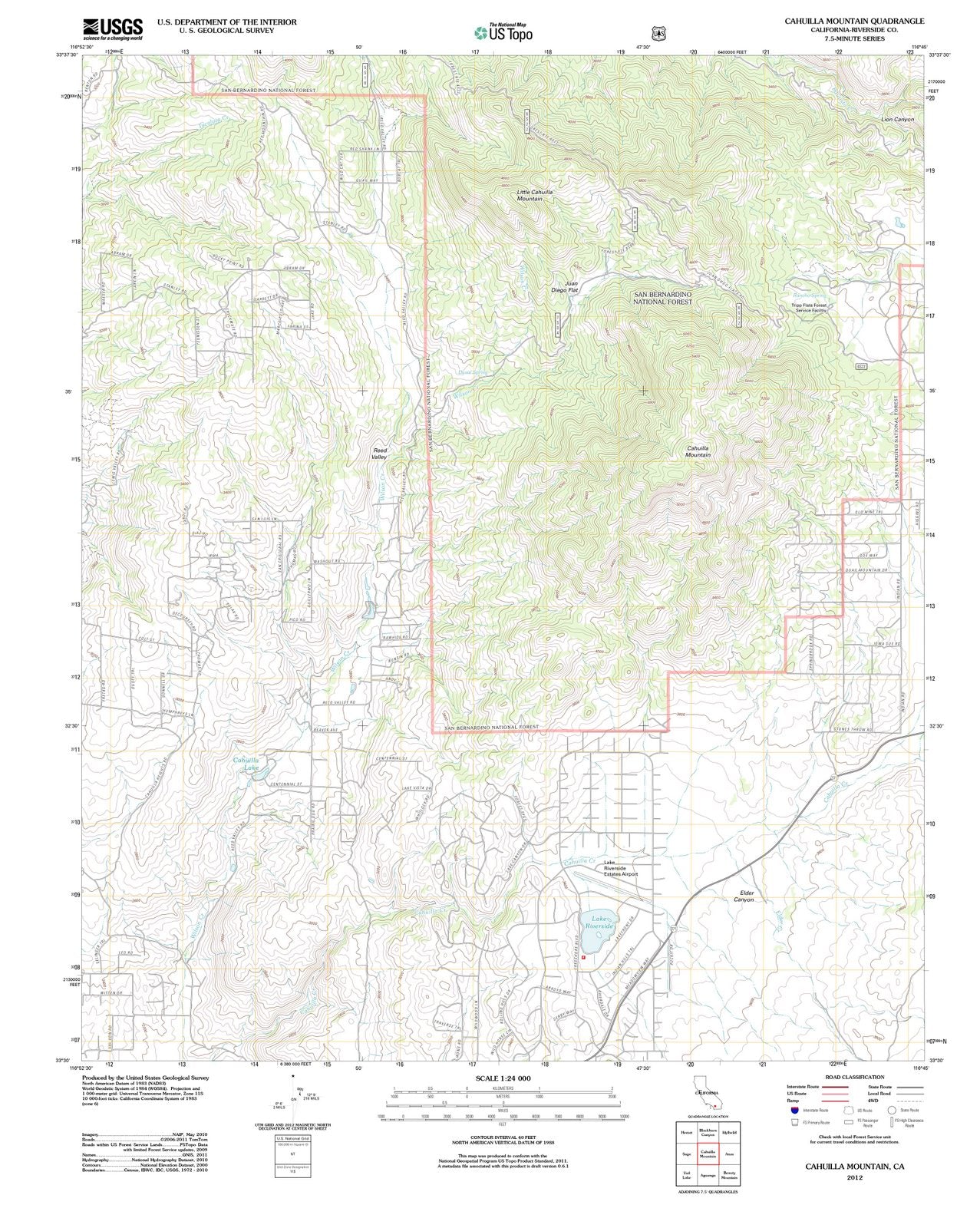 2012 Cahuilla Mountain, CA - California - USGS Topographic Map