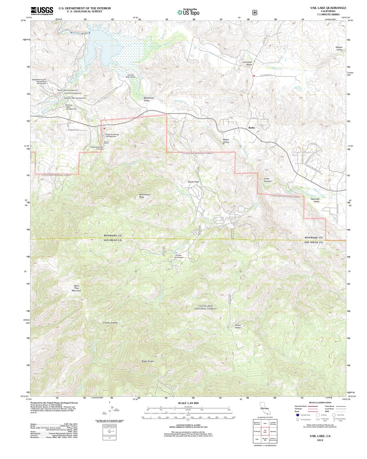 2012 Vail Lake, CA - California - USGS Topographic Map