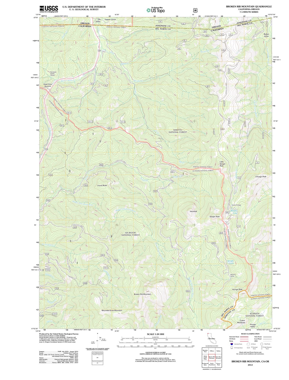 2012 Broken Rib Mountain, CA - California - USGS Topographic Map