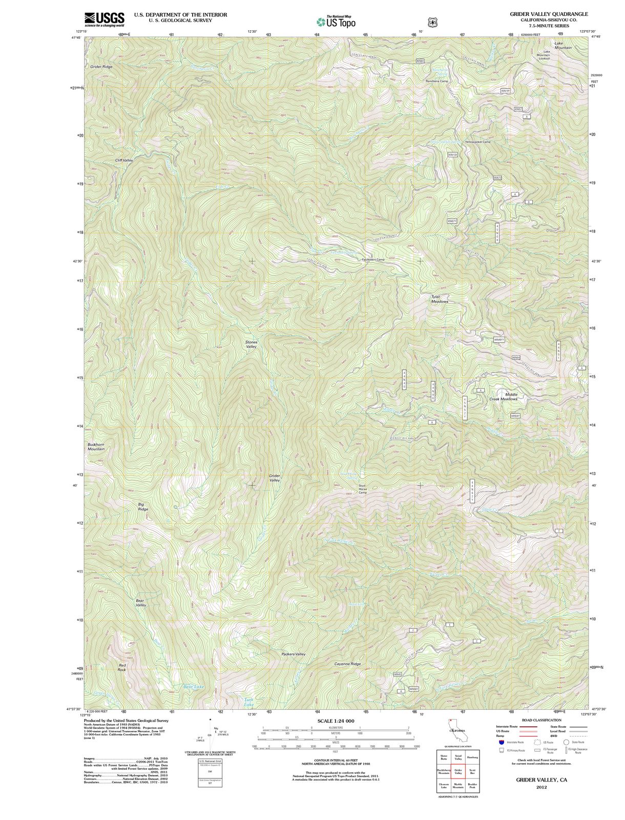 2012 Grider Valley, CA - California - USGS Topographic Map