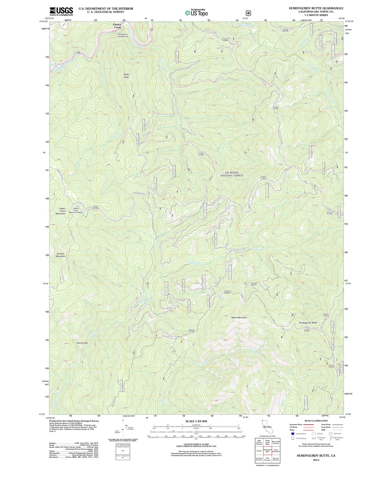 2012 Hurdygurdy Butte, CA - California - USGS Topographic Map