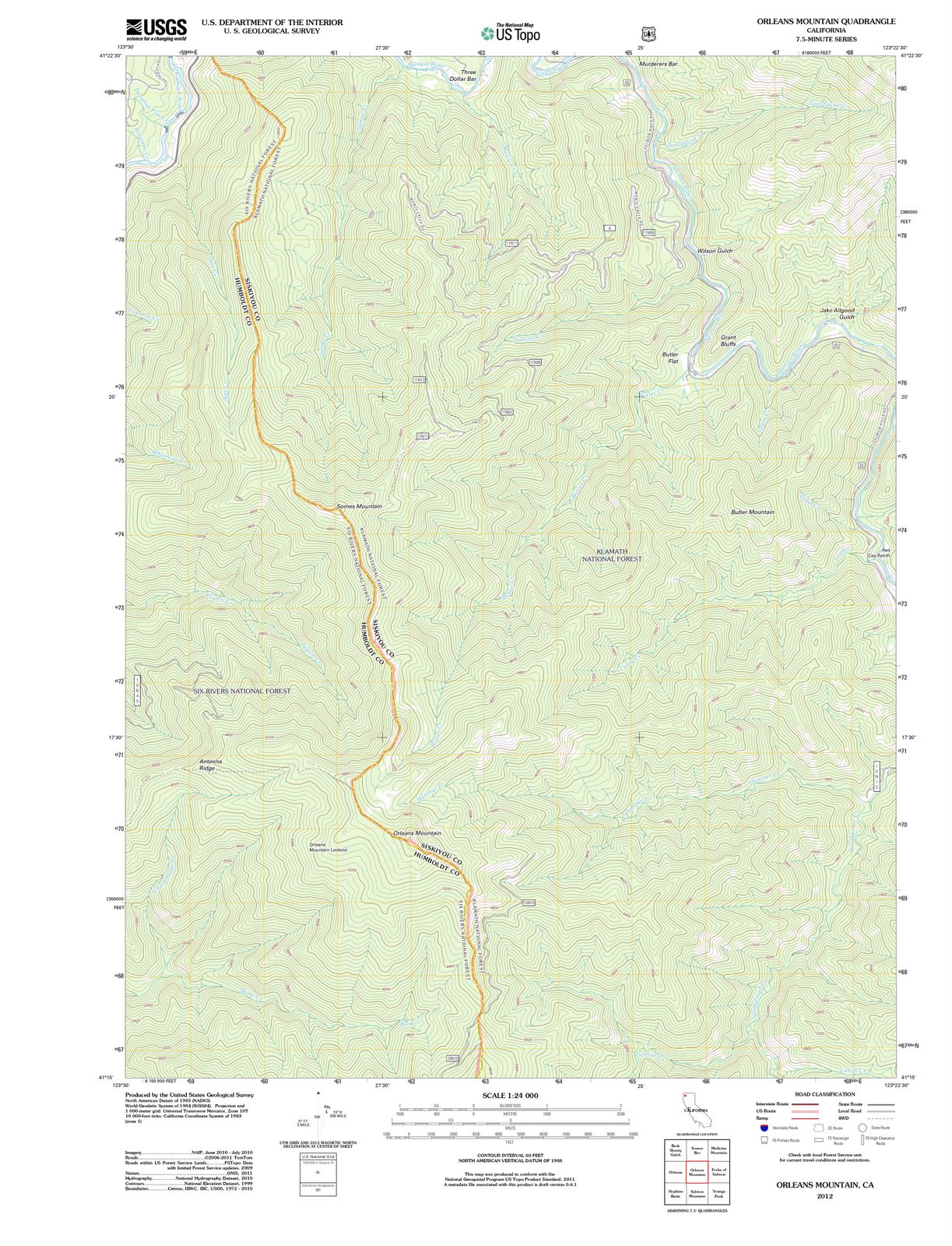 2012 Orleans Mountain, CA - California - USGS Topographic Map