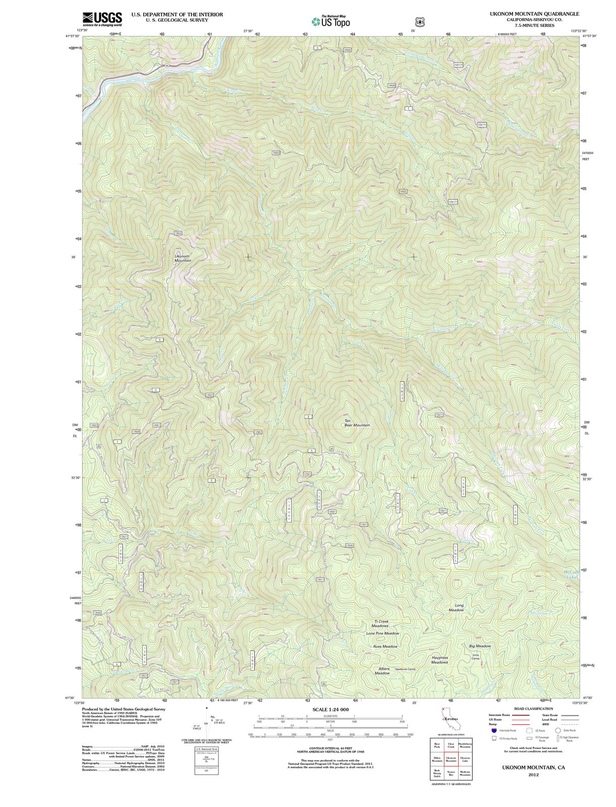 2012 Ukonom Mountain, CA - California - USGS Topographic Map