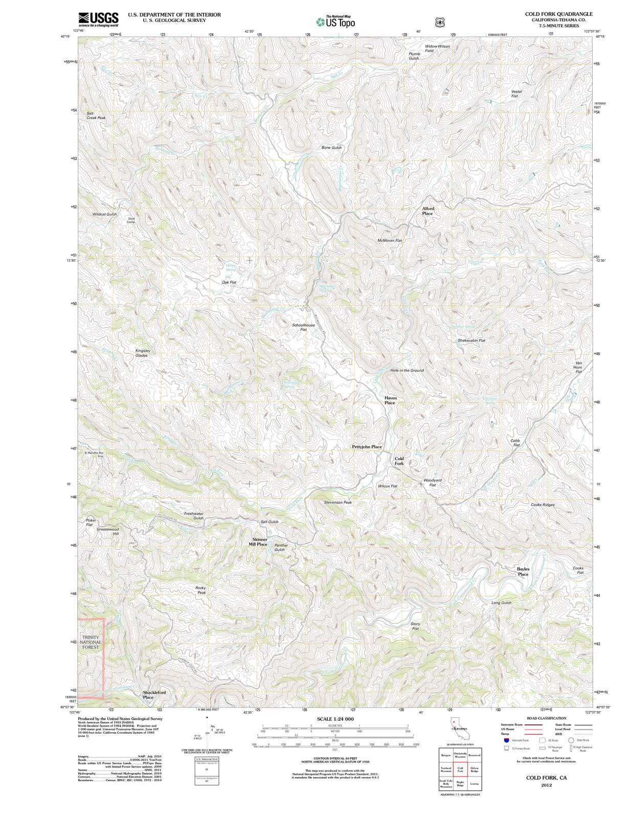 2012 Cold Fork, CA - California - USGS Topographic Map