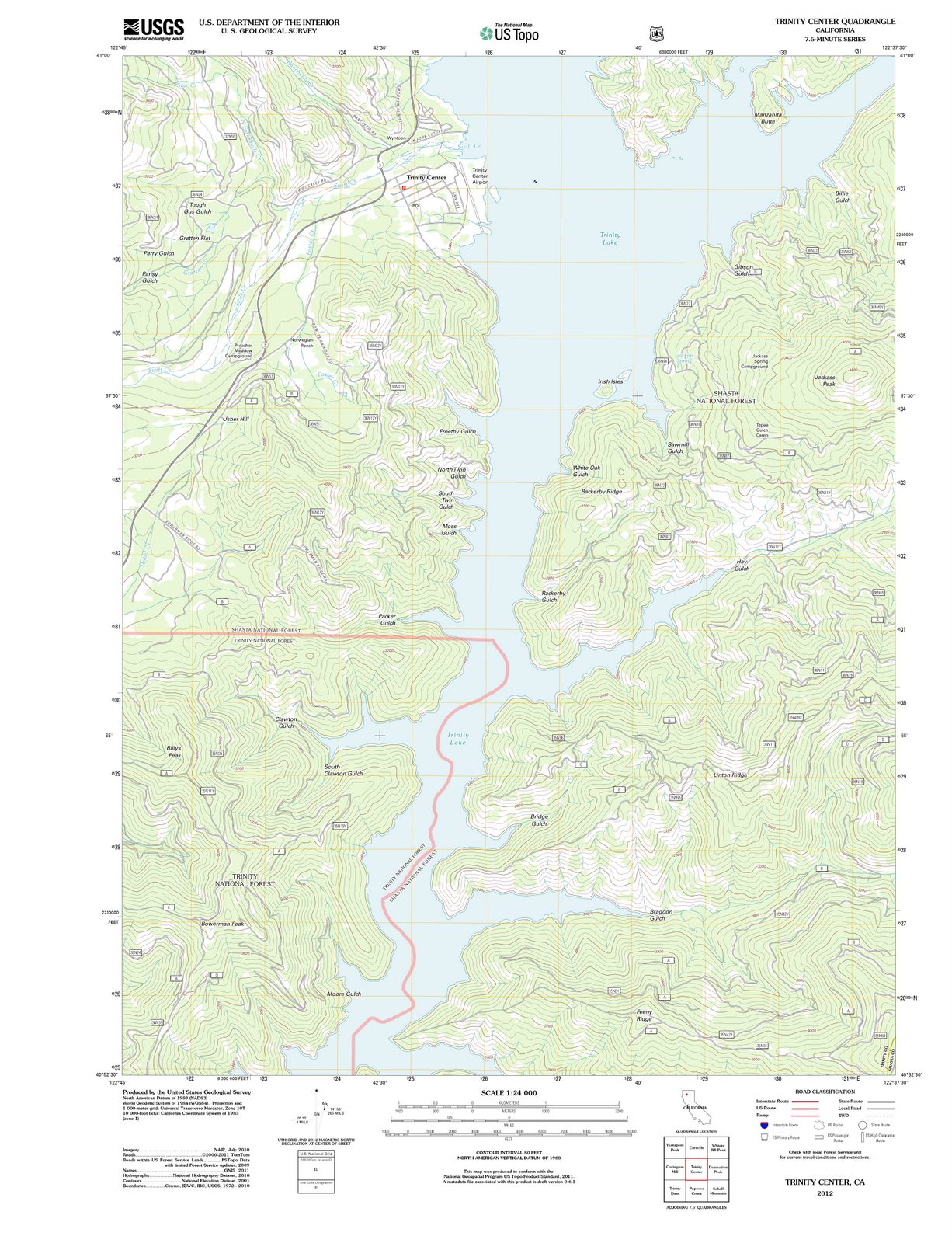 2012 Trinity Center, CA - California - USGS Topographic Map