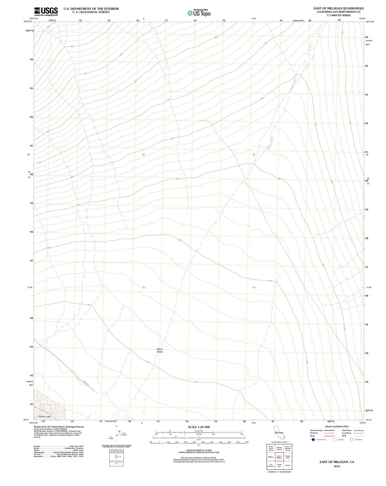 2012 East of Milligan, CA - California - USGS Topographic Map