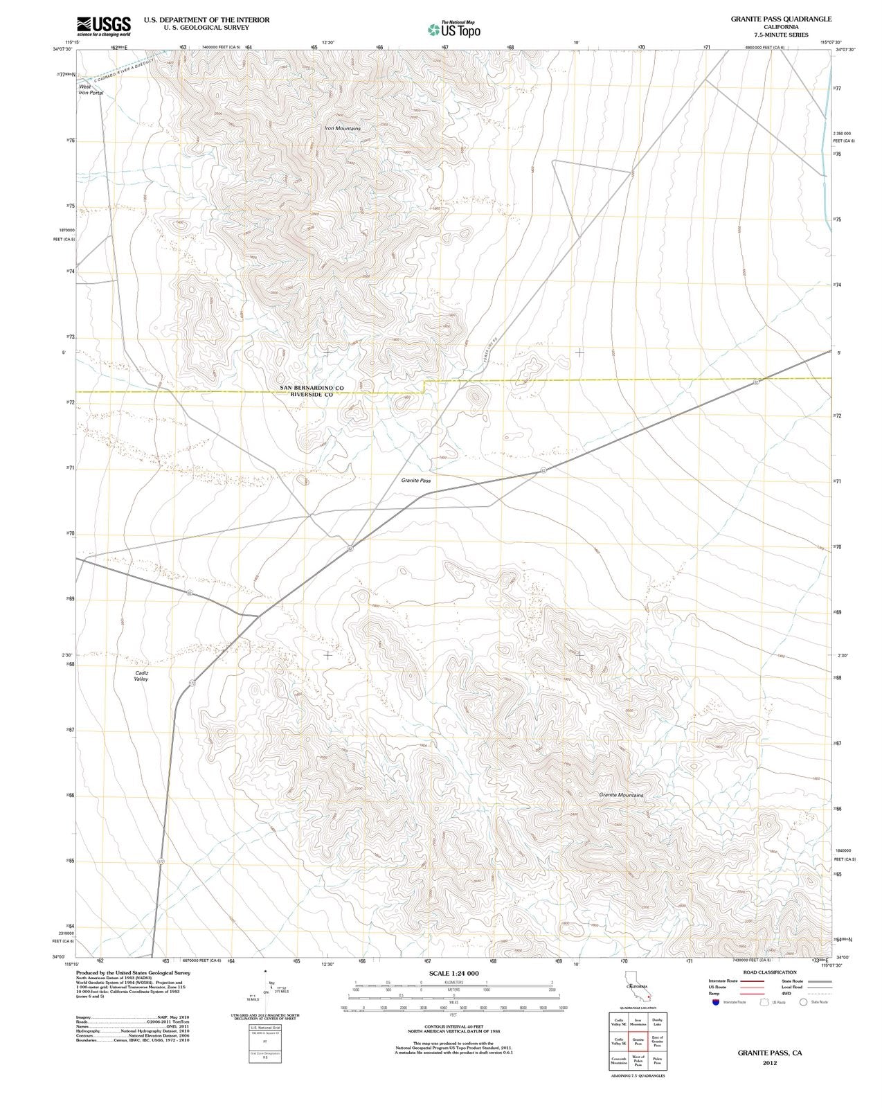 2012 Granite Pass, CA - California - USGS Topographic Map