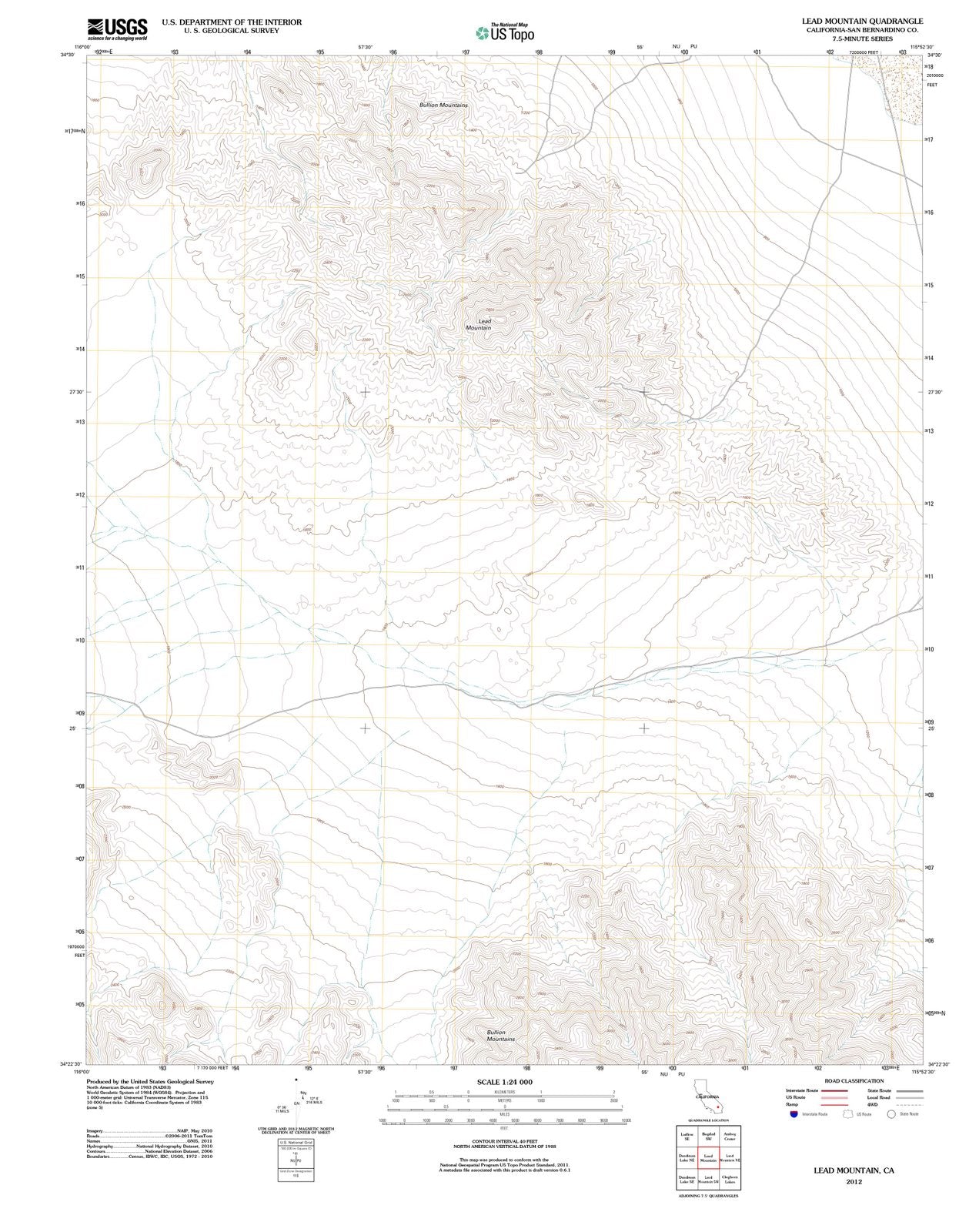 2012 Lead Mountain, CA - California - USGS Topographic Map