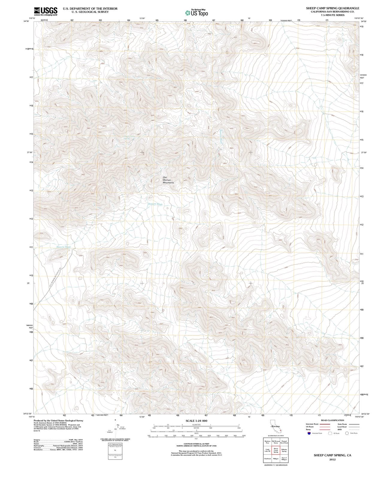2012 Sheep Camp Spring, CA - California - USGS Topographic Map