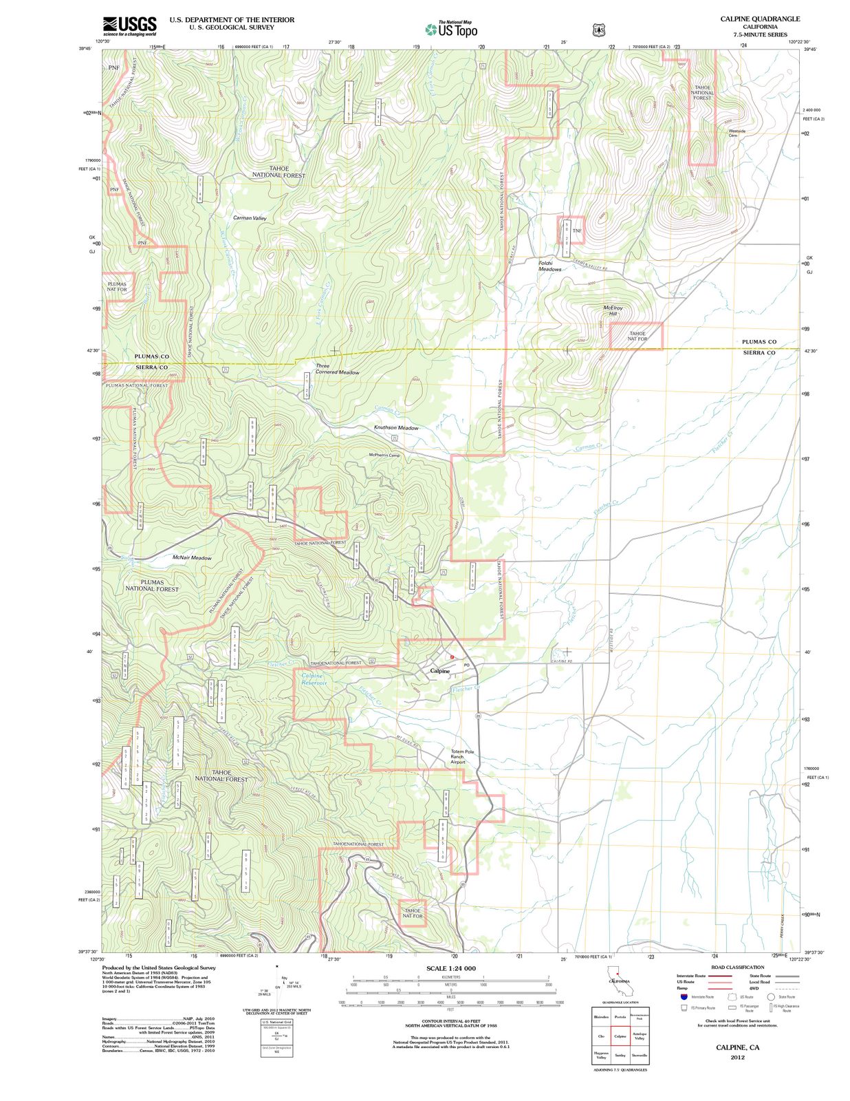 2012 Calpine, CA - California - USGS Topographic Map