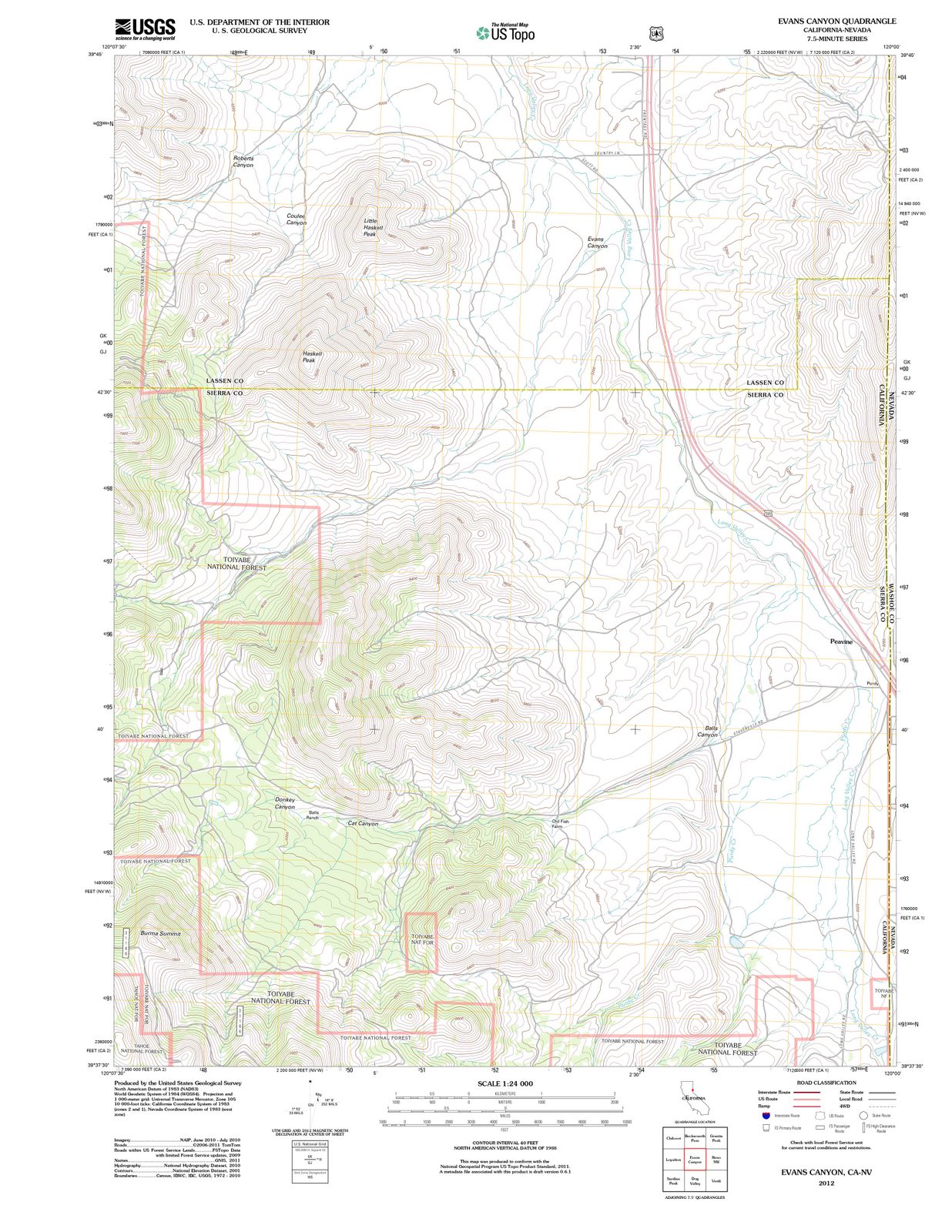 2012 Evans Canyon, CA - California - USGS Topographic Map