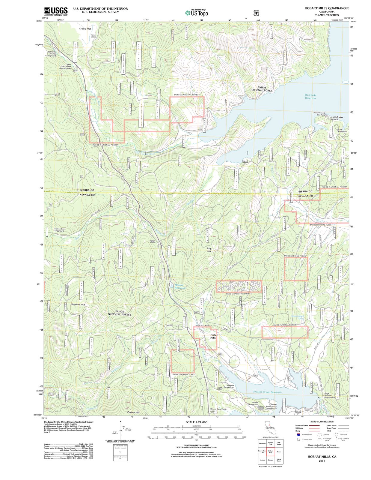 2012 Hobart Mills, CA - California - USGS Topographic Map