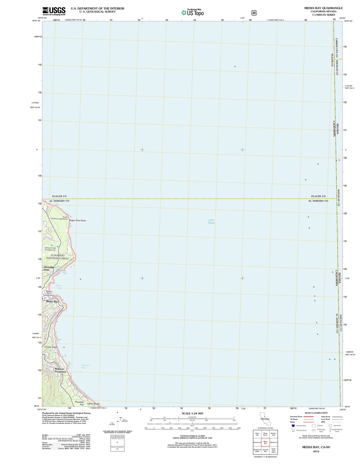 2012 Meeks Bay, CA - California - USGS Topographic Map