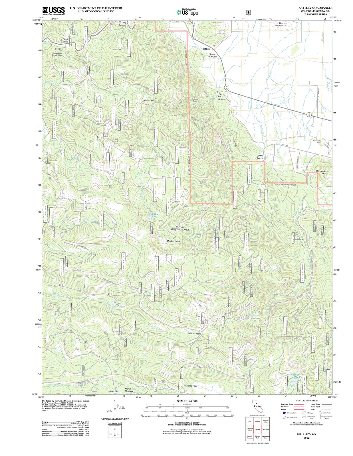 2012 Sattley, CA - California - USGS Topographic Map