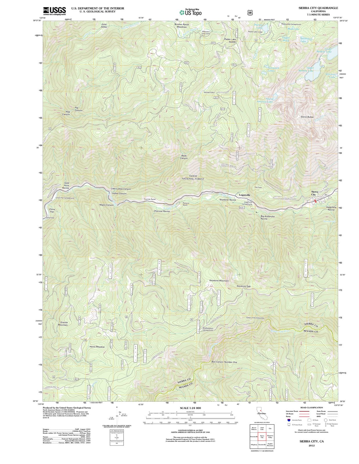 2012 Sierra City, CA - California - USGS Topographic Map