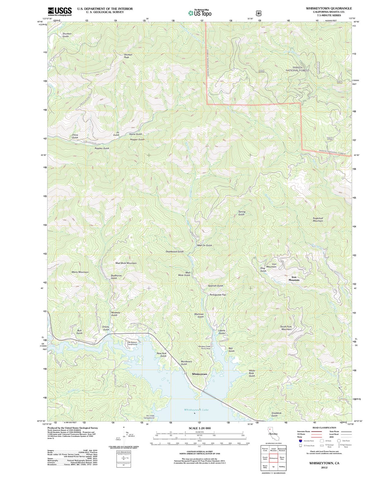 2012 Whiskeytown, CA - California - USGS Topographic Map