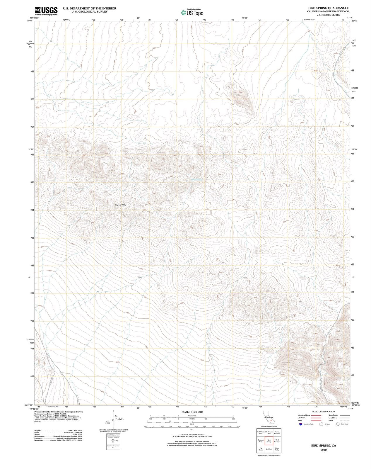 2012 Bird Spring, CA - California - USGS Topographic Map