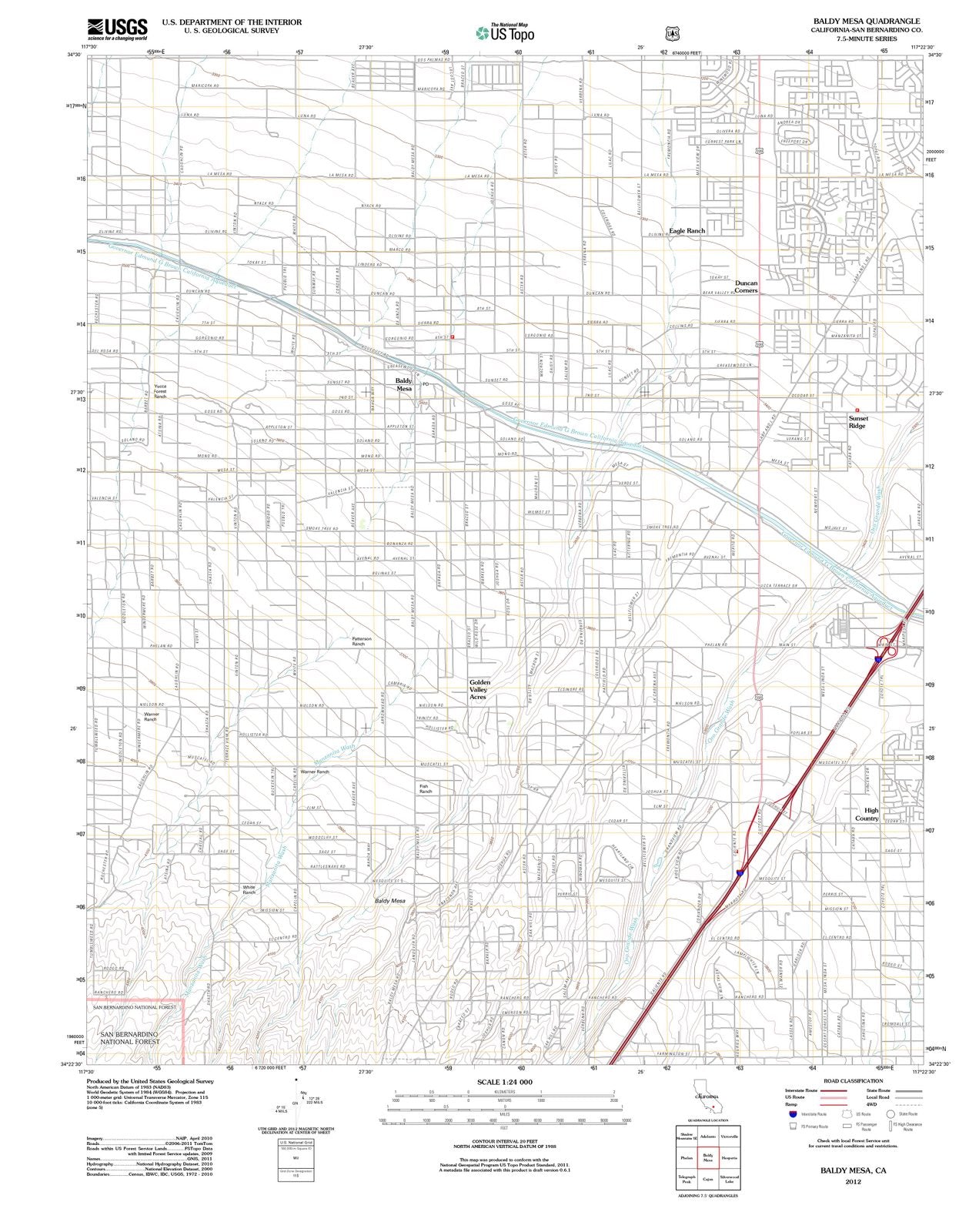 2012 Baldy Mesa, CA - California - USGS Topographic Map