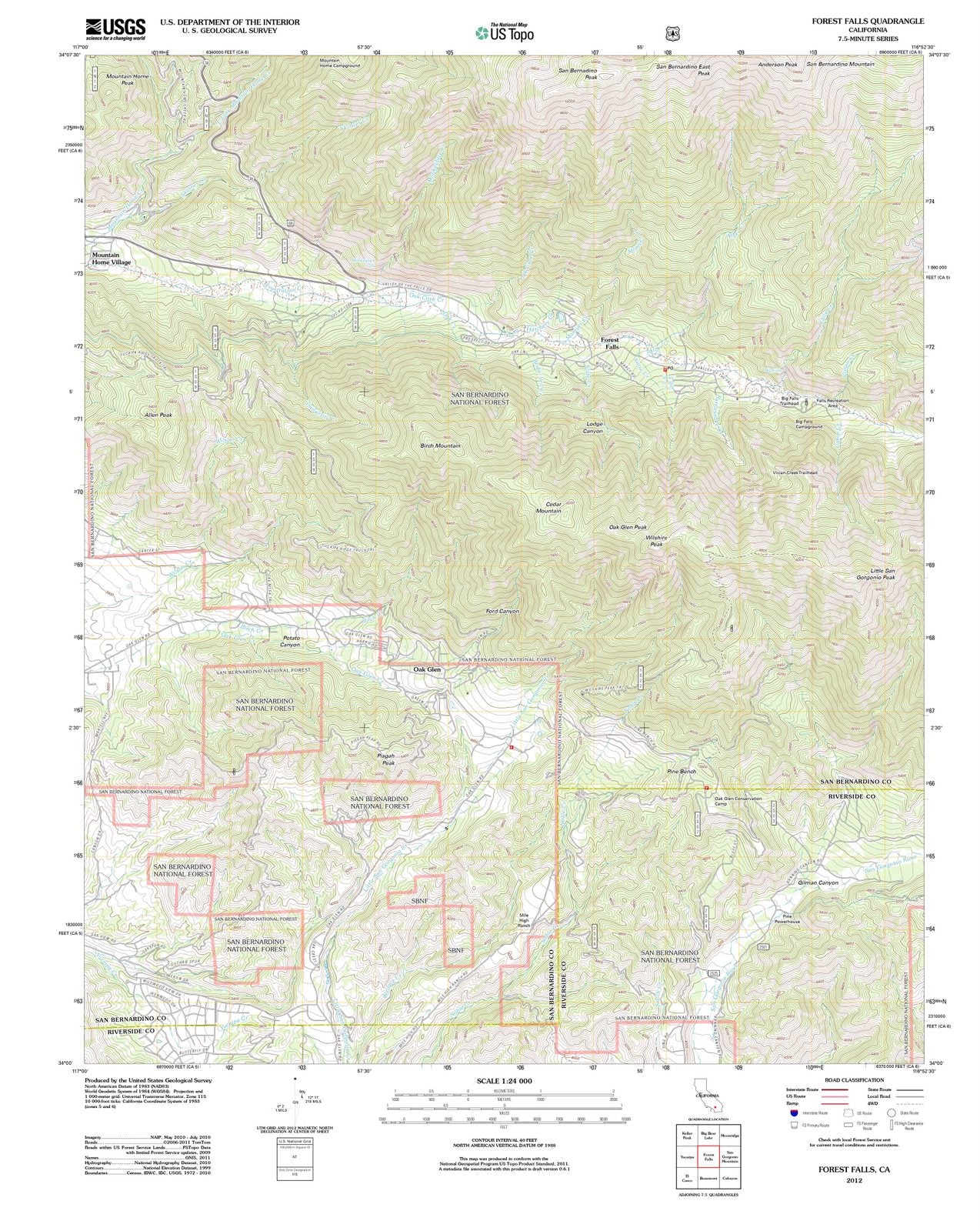 2012 Forest Falls, CA - California - USGS Topographic Map