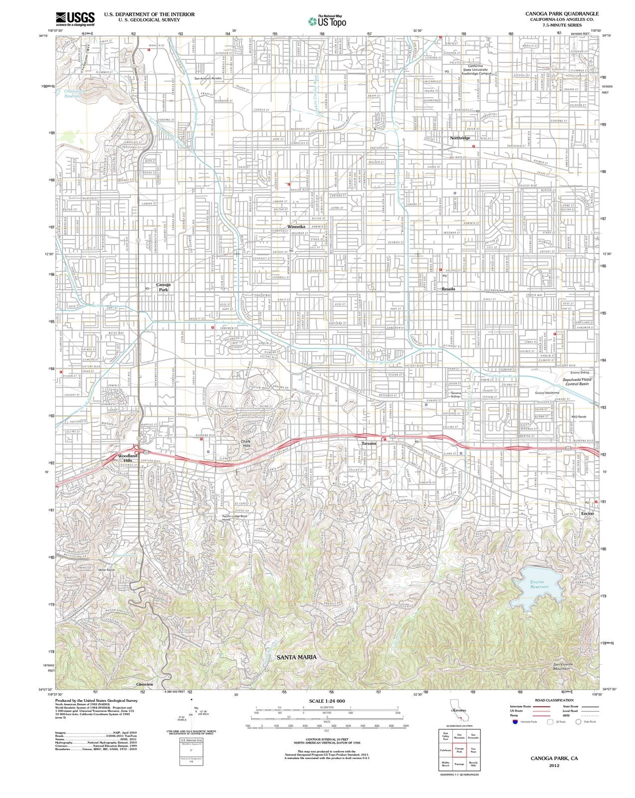 2012 Canoga Park, CA - California - USGS Topographic Map