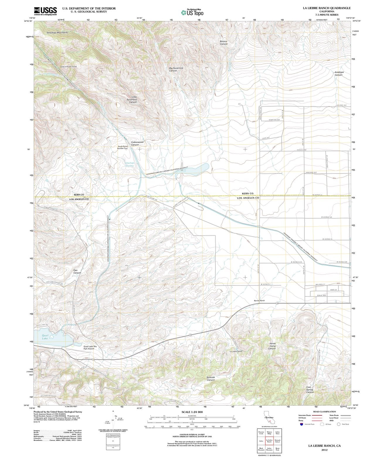 2012 La Liebre Ranch, CA - California - USGS Topographic Map
