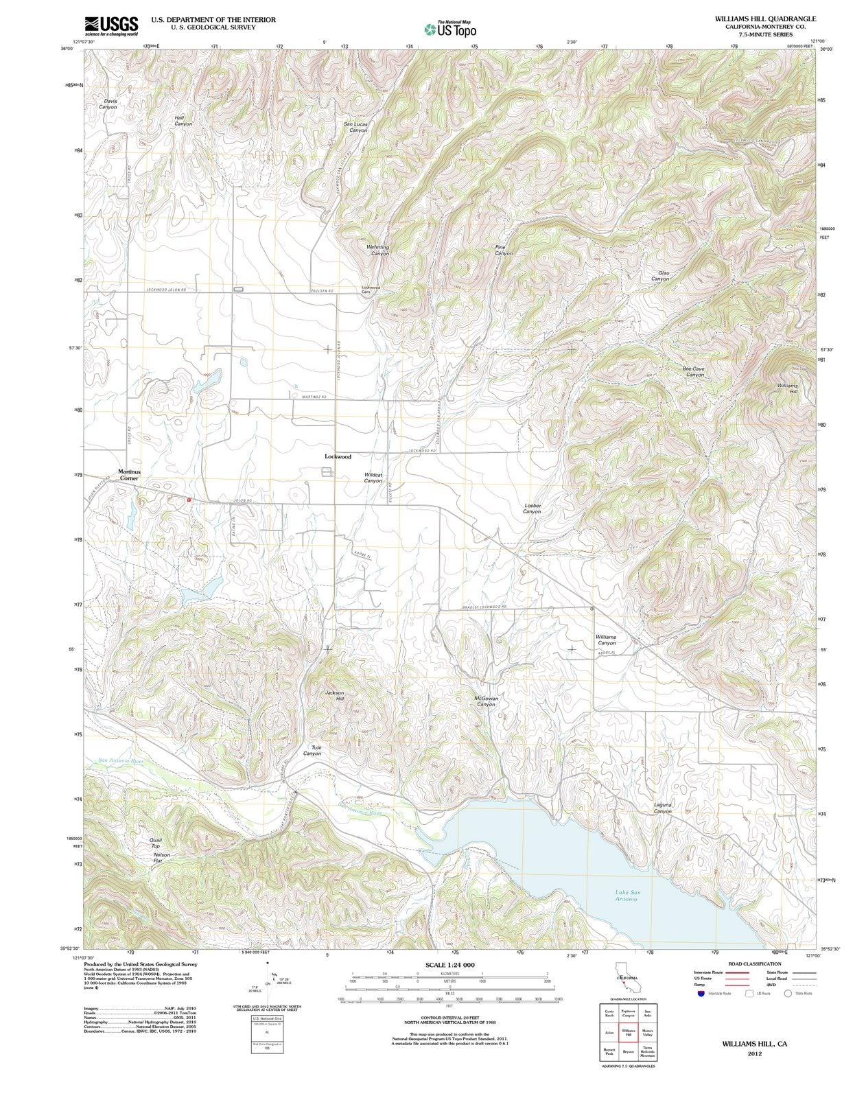 2012 Williams Hill, CA - California - USGS Topographic Map