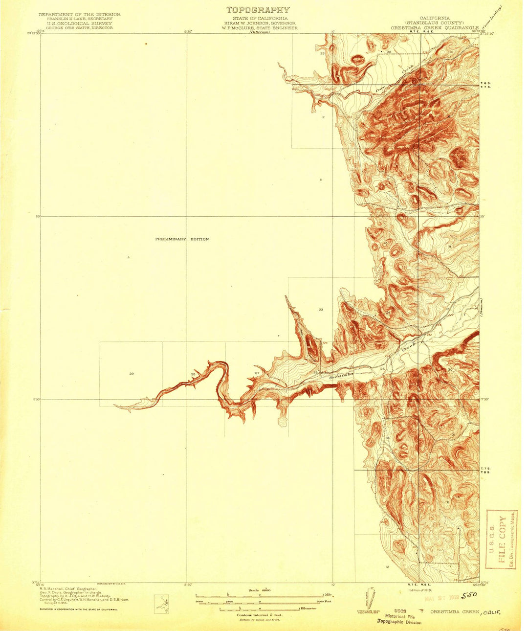 1919 Orestimba Creek, CA - California - USGS Topographic Map