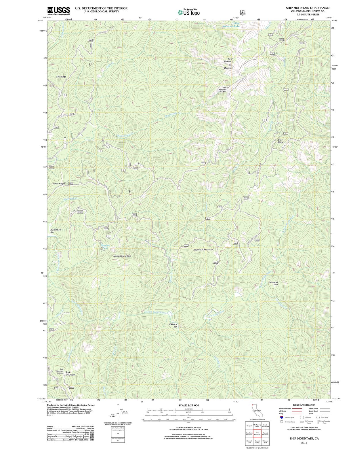2012 Ship Mountain, CA - California - USGS Topographic Map