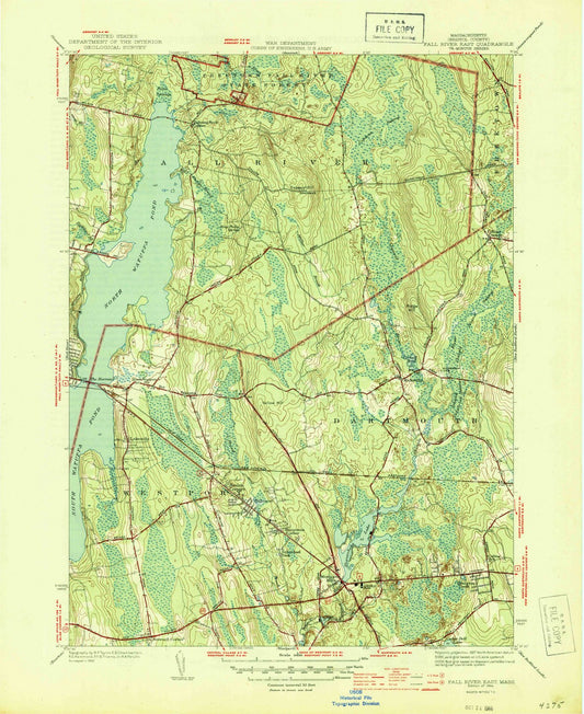 1944 Fall River, MA - Massachusetts - USGS Topographic Map