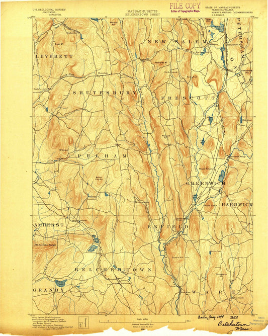 1890 Belchertown, MA - Massachusetts - USGS Topographic Map