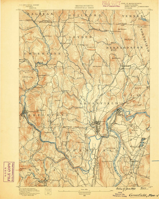 1890 Greenfield, MA - Massachusetts - USGS Topographic Map