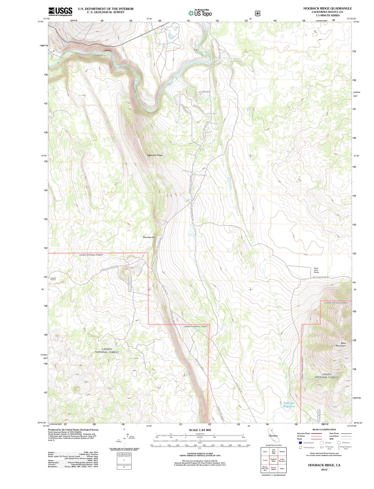 2012 Hogback Ridge, CA - California - USGS Topographic Map
