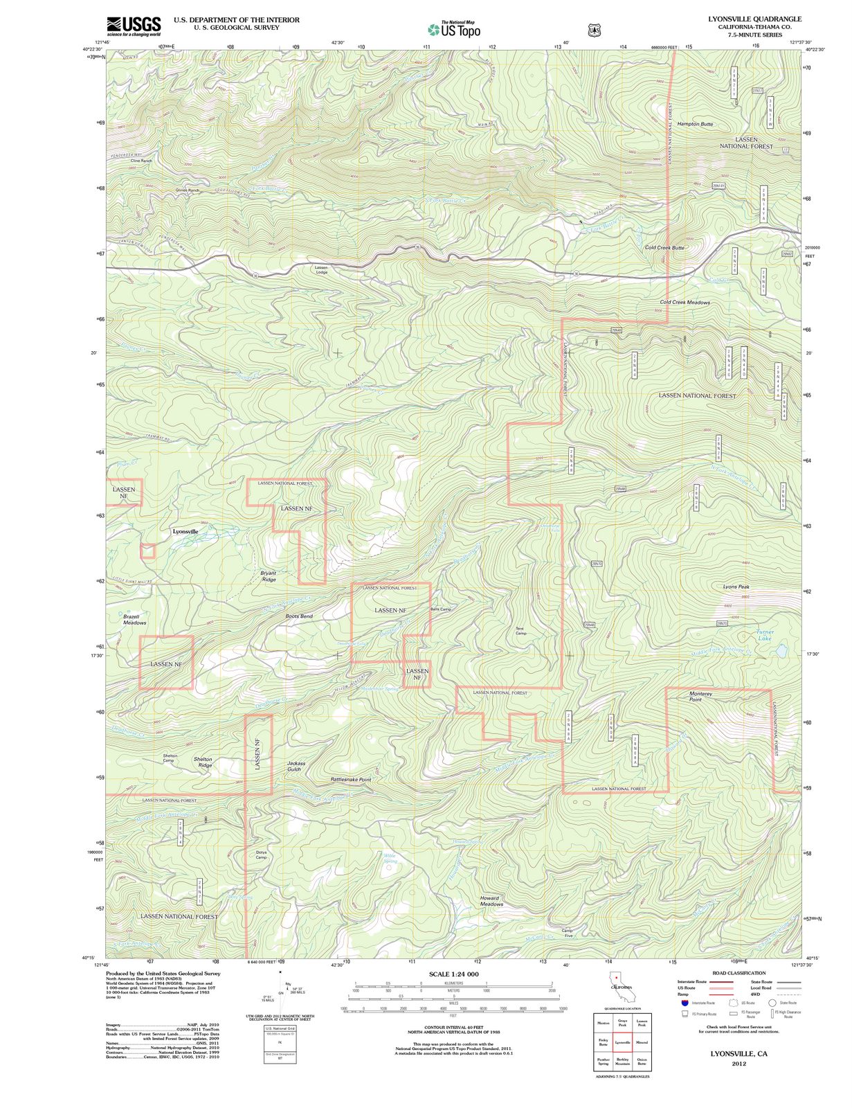 2012 Lyonsville, CA - California - USGS Topographic Map