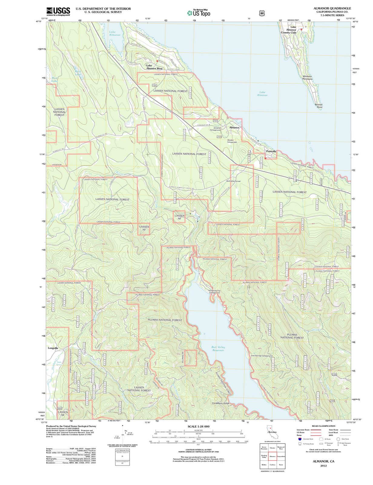 2012 Almanor, CA - California - USGS Topographic Map