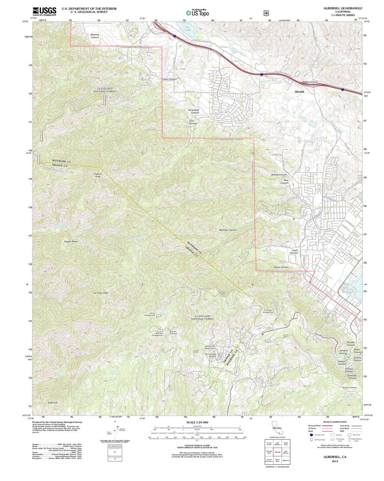 2012 Alberhill, CA - California - USGS Topographic Map