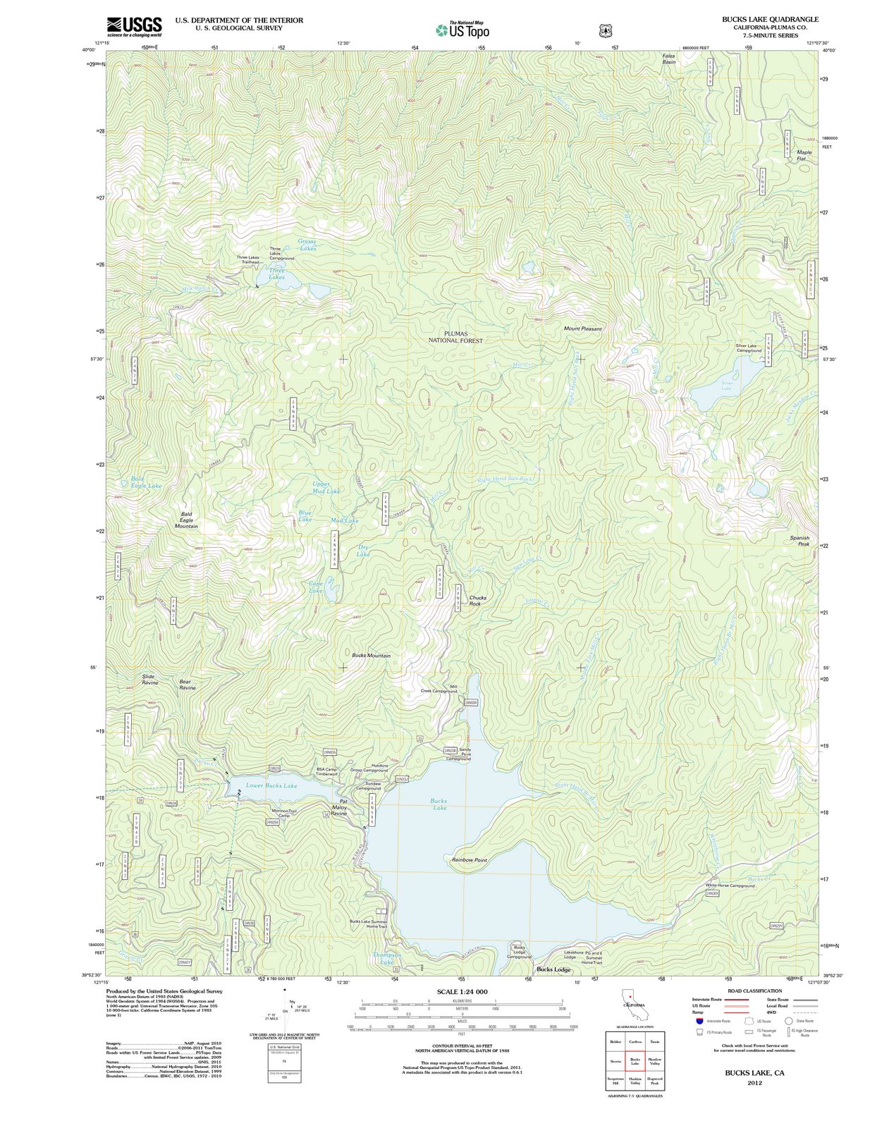 2012 Bucks Lake, CA - California - USGS Topographic Map