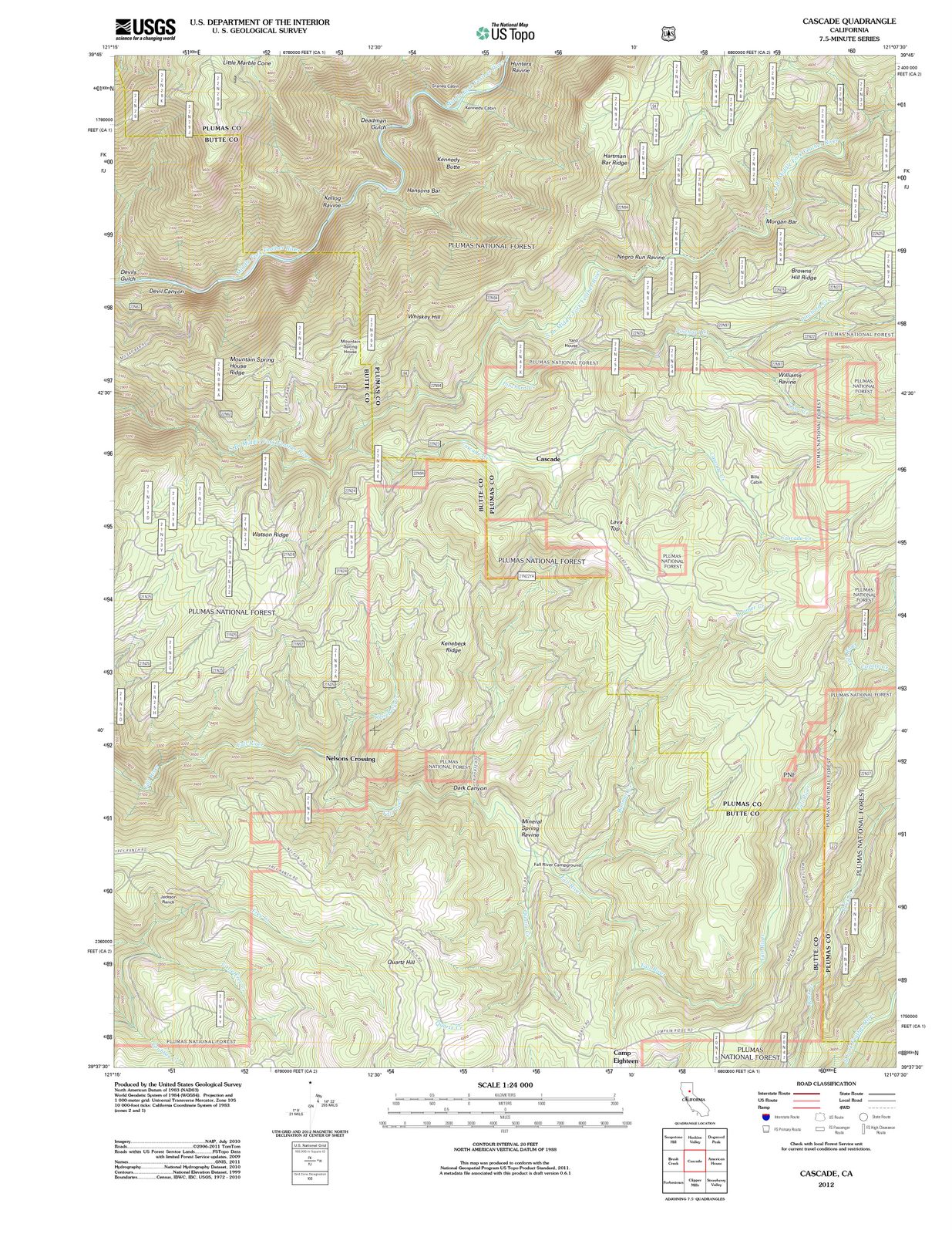 2012 Cascade, CA - California - USGS Topographic Map