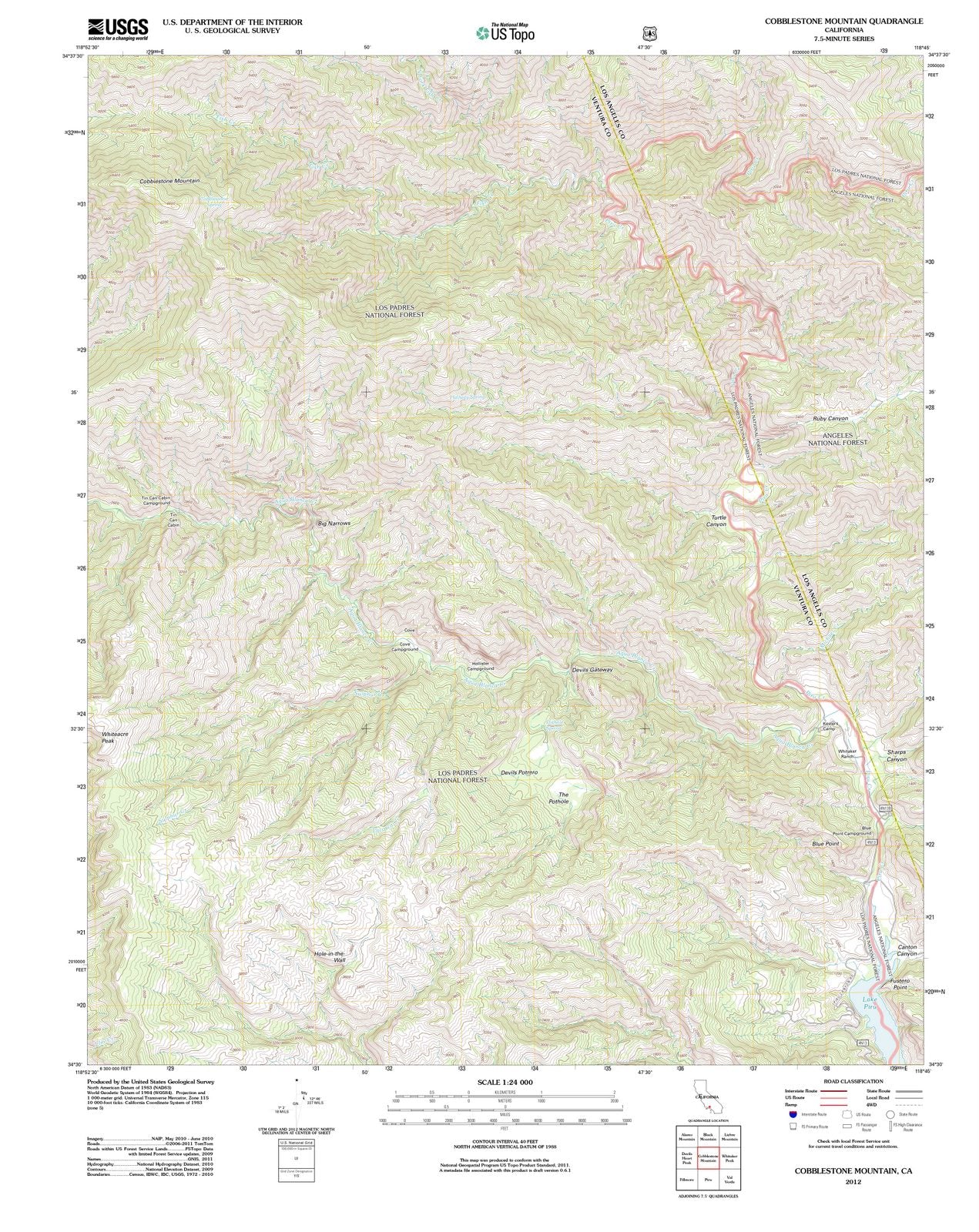 2012 Cobblestone Mountain, CA - California - USGS Topographic Map