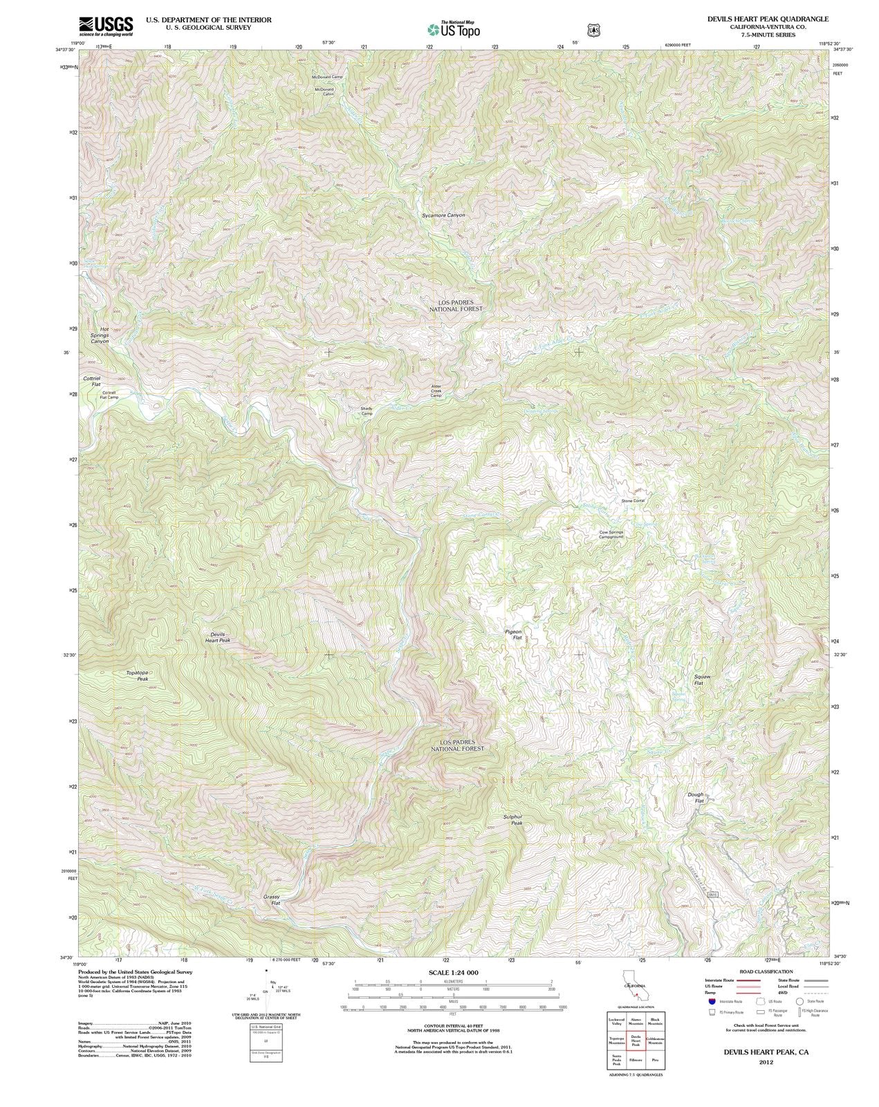 2012 Devils Heart Peak, CA - California - USGS Topographic Map