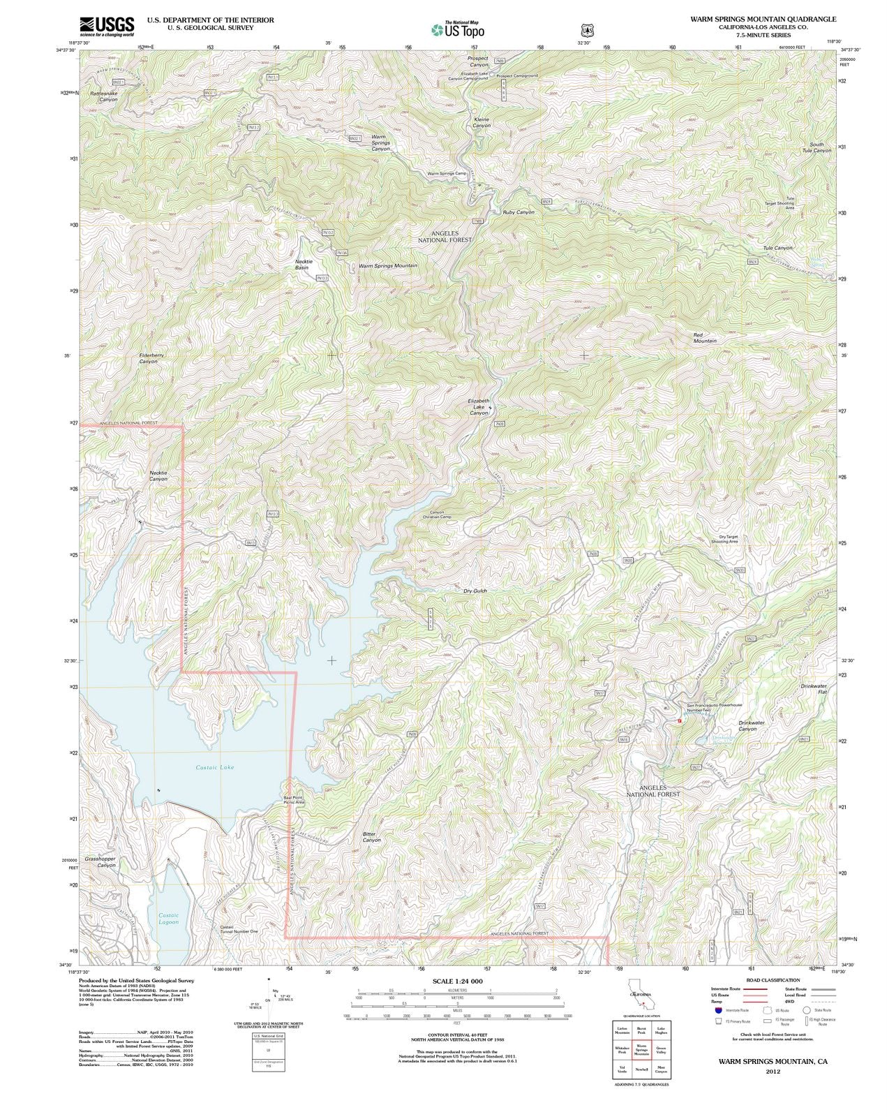 2012 Warm Springs Mountain, CA - California - USGS Topographic Map
