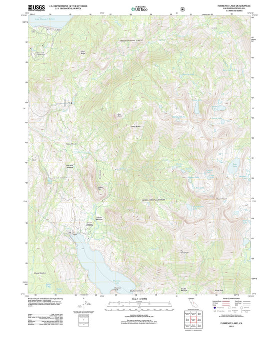 2012 Florence Lake, CA - California - USGS Topographic Map