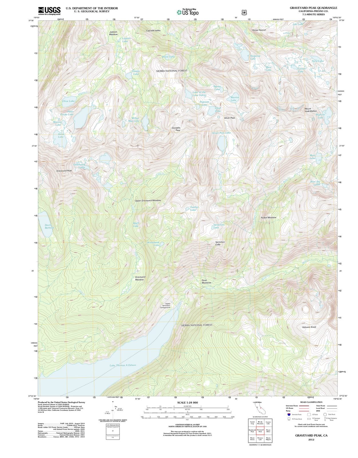 2012 Graveyard Peak, CA - California - USGS Topographic Map